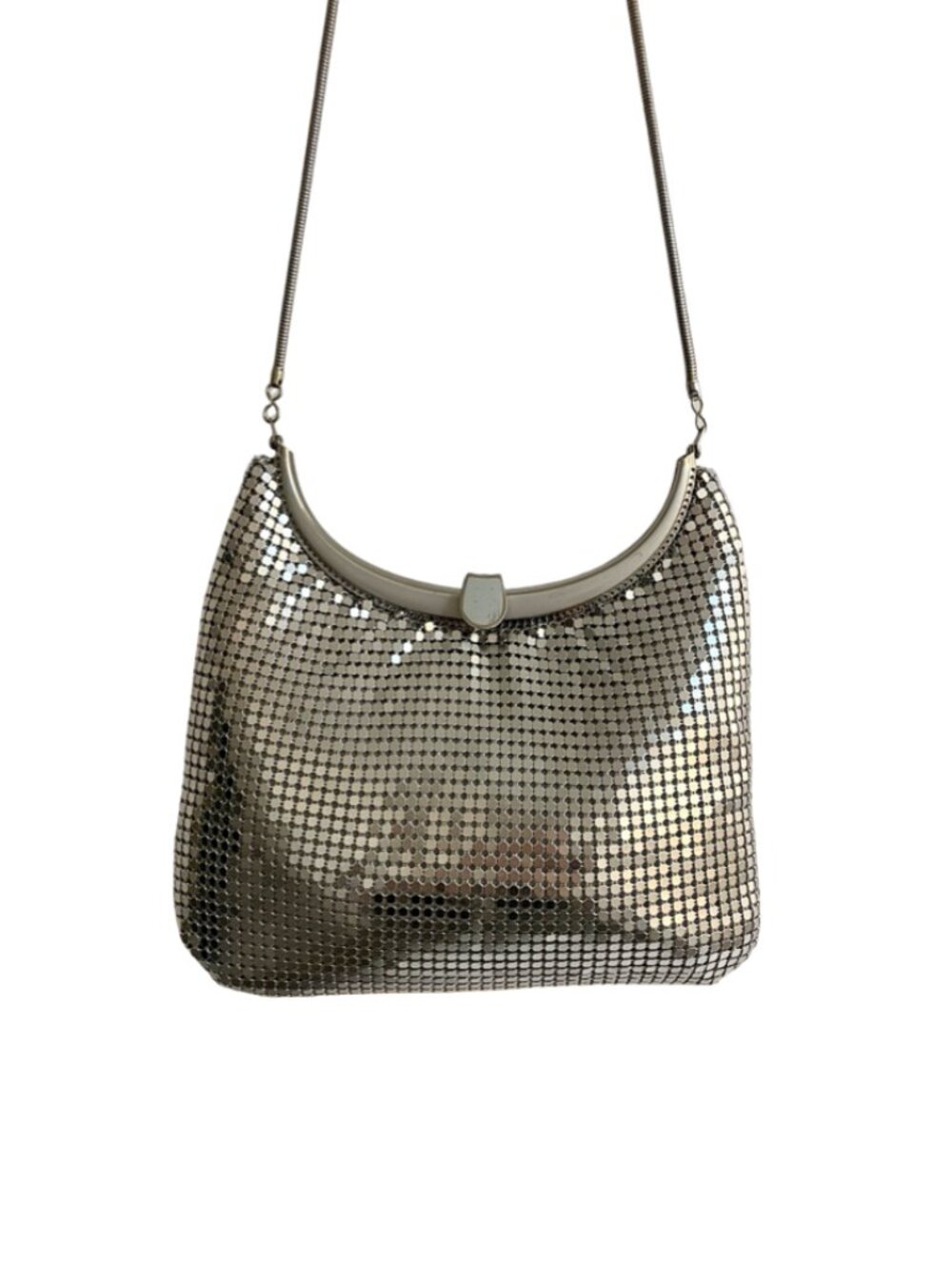 Vintage Goldco Hong Kong Silver Mesh Evening Bag Chain Strap Cocktail Purse